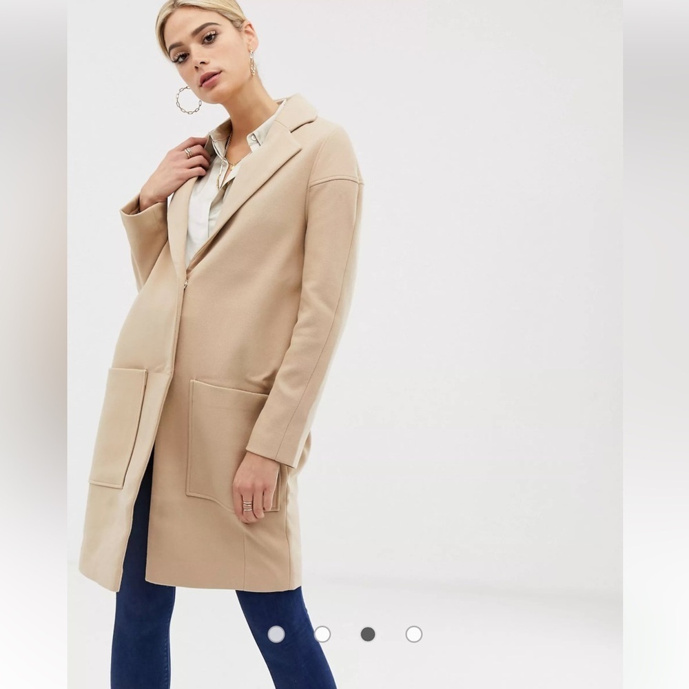 ASOS beautiful camel colour transitional lined coat size 6 neutral - Picture 2 of 12